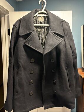 Men's Spiewak Navy Blue Double-Breasted Wool Peacoat